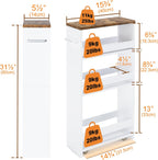 TEAMIX Slim Rolling Storage Cart, Wood 4-Tier Narrow Kitchen/Laundry Cart | 5.5"W Thin Cabinet with Wheels and Handle, Use as Spice Rack Next to Fridge, Laundry Room Organization Between Washer & Dryer