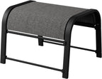 Outdoor Footstool Ottoman with Sturdy Metal Frame & Breathable Textilene Fabric, All-Weather Portable Footrest for Patio, Lawn, Garden, Poolside, Balcony, Camping, Porch & Indoor Use (2, Black)