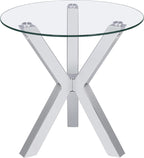 Coaster Home Furnishings Kenzie Round Tempered Glass Top End Side Table Chrome