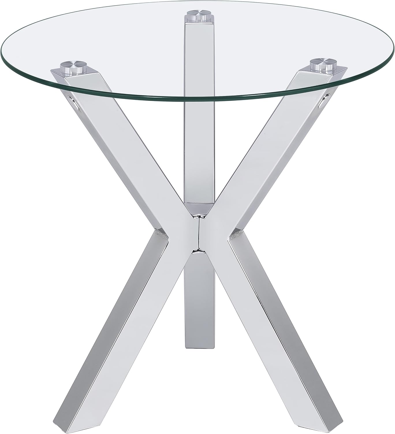 Coaster Home Furnishings Kenzie Round Tempered Glass Top End Side Table Chrome