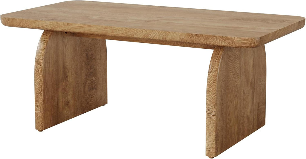Tribesigns Rectangle Coffee Table, 47-Inch Wood Rectangular Living Room Table, Farmhouse Accent Center Low Cocktail Tea Table with Sturdy Base & Rounded Corners, Easy Assembly (Natural Brown)
