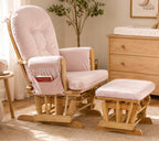 Suite Bebe Mason Glider & Ottoman, Poetic Natural Wood Finish and Pink Fabric
