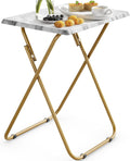 HUANUO Folding TV Tray Table, No Assembly TV Tray with Marble-Look Top | Versatile TV Tray Table - Perfect for Meals, Snacks & Laptops Fits Sofas, Bedsides & Small Spaces - Folds Flat for Storage