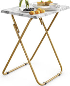 HUANUO Folding TV Tray Table, No Assembly TV Tray with Marble-Look Top | Versatile TV Tray Table - Perfect for Meals, Snacks & Laptops Fits Sofas, Bedsides & Small Spaces - Folds Flat for Storage