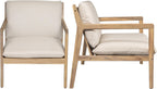 Elountik Acacia Wood Patio Club Chair Set of 2 with Cushions, Outdoor Armchairs for Patio Seating, Light Teak