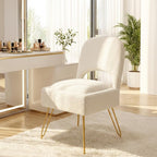 Vanity Stool with Storage & Folding Backrest, Cute White Faux Fur Makeup Stool Ottoman, Comfy Padded Chair for Bedroom, Adjustable Back & Plush Cushion Seat, 16.6" Wide 11L Storage Space