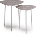 2-Piece Metal Nesting Table - Nickel with Gray, Iron, 19.7 x 19.7 x 21.7 | Handcrafted cast aluminum nesting tables with nickel finish