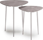 2 Pc Metal Nesting Table - Nickel with Gray, Iron, Living Room Tables | Handcrafted cast aluminum nesting tables with nickel finish