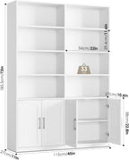 FACBOTALL Bookshelf and Bookcase with Doors, Double Wide Large Bookshelves