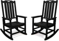 THOEOE Outdoor Rocking Chairs Set of 2, Oversized Patio Rocking Chair | HDPE Outdoor Rockers for Front Porch, Patio, Backyard, Balcony and Garden. All-Weather High Back Design, Black