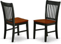 East West Furniture NFC-BCH-W Norfolk Dining Chairs - Slat Back Wood Seat Kitchen Chairs, Set of 2, Black & Cherry