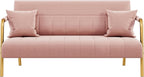 Yaheetech 56.5" Smal Sofa 2 Seater Couch with Gold-Tone Legs, Pink | Small Sofa Loveseat Velve 2 Seater Couch with Tufted Back Gold Metal Frame 2 Pillows for Office, Studio,Living Room