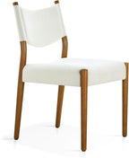 KISLOT Dining Chairs Set of 4, Ergonomic Upholstered Wood Chairs, White | Mid Century Modern Dining Room Chairs, Ergonomic Farmhouse Kitchen Chairs with Solid Rubber Wood Frame, Antique Walnut Leg