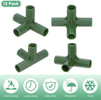 4 Pcs 11mm Greenhouse Frame Building Connectors, 4 Way Right Angle Pipe Fitting for Grape Trellis/Sunscreen Shed/Gardening Plant Stakes, Greenhouse Accessories [Green]