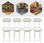 Foldable Chair 4pcs Steel High Portable Folding Indoor Counter Bar Stool Cushioned Padded Stools Seating with Backrest for Kitchen Island Shop Cafe Workshop, Studio- Load 275lbs (White)