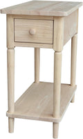 International Concepts Solid Wood Narrow Side Table Unfinished