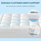 YUGYVOB Mattress Pad Extra Thick, Cooling, and Breathable Twin XL Mattress Topper 8-21" Deep Pocket Soft Down Alternative Fill
