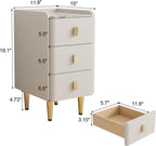 AQIMUELE Narrow Nightstand with Drawers, Narrow Side Table Leather, Small Bedside Tables for Bedroom. (White)