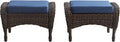 Belord Outdoor Ottomans for Patio Foot Rest - 25 Inch PE Wicker Foot Stool Set of 2 with Removable Cushions for Patio Furniture Sets,All Weather Rattan Ottoman for Balcony Deck Backyard Brown