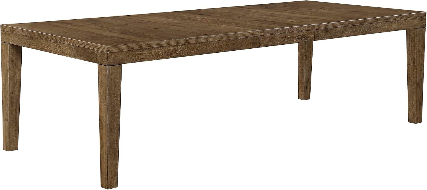 Lexicon 84-102 Inch Extendable Dining Table for 4-8 People, Large Rectangle Wooden Kitchen Table with Self-Storing Extension Leaf Space Saving, for Dining Room, Living Room, Home Office, Brown