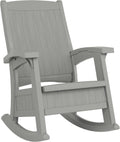 Suncast Outdoor Patio Rocking Chair with Under-Seat Storage, Stylish Faux Wood Outdoor Rocker for Patios, Dove Gray, Made in the USA