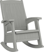 Suncast Outdoor Patio Rocking Chair with Under-Seat Storage, Stylish Faux Wood Outdoor Rocker for Patios, Dove Gray, Made in the USA