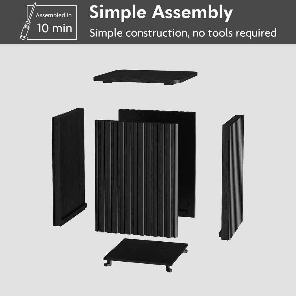HOKYHOKY Fluted Side Table with Storage-Small Square End Table