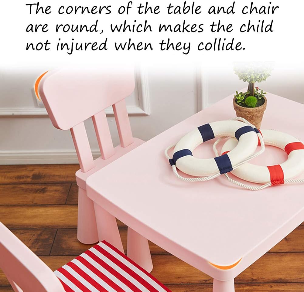 Soerreo Children's Tables and Chairs Kindergarten Baby Study Table and Chairs Plastic Game Table Removable (Chair Light Blue)