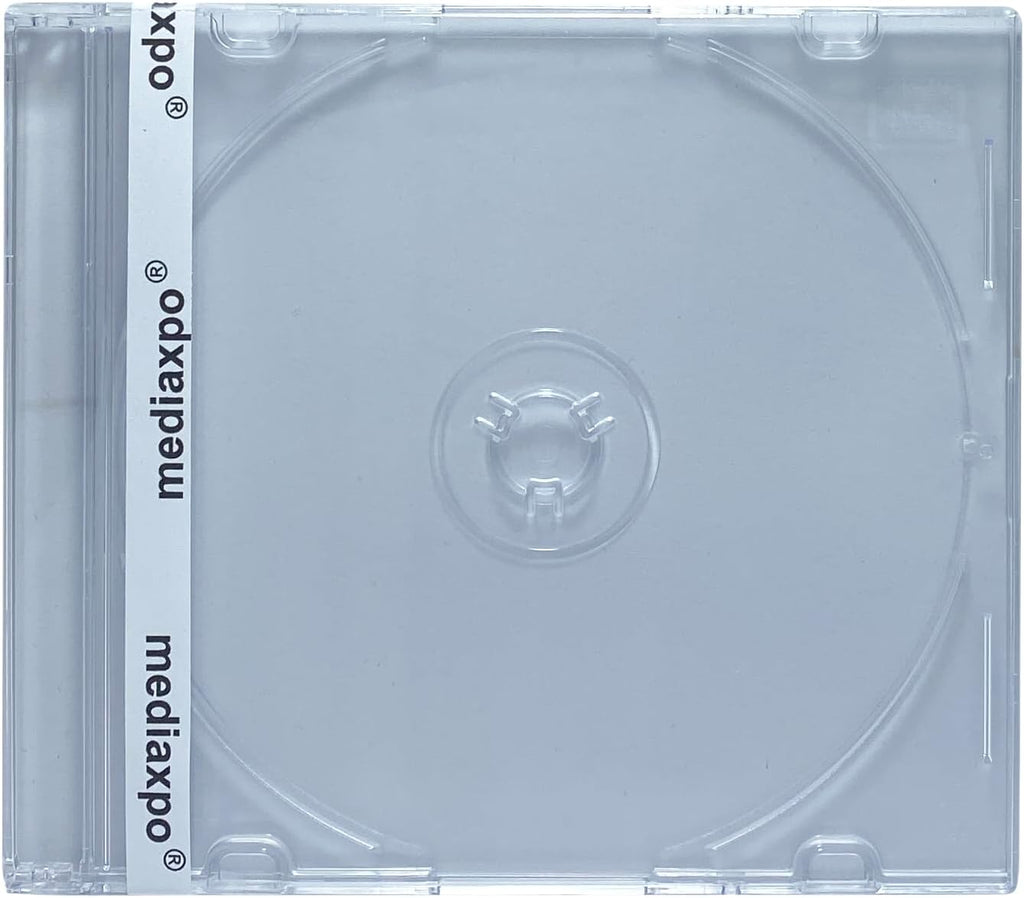 mediaxpo Premium Slim Clear Jewel Cases - Protect and Showcase Your CDs - Slim CD Case for Space-Saving Storage (Pack of 100)
