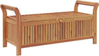 Gecheer Garden Storage Bench with Cushion, Solid Wood Acacia 126 cm Outdoor Seat with Storage Space for Patio Garden Backyard