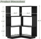 Armocity Corner Book Shelf, 4-Shelf L Shaped Corner Bookshelf with Baffle