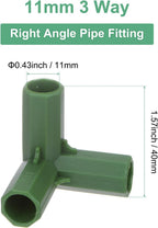 4 Pcs 11mm Greenhouse Frame Building Connectors, 3 Way Right Angle Pipe Fitting for Grape Trellis/Sunscreen Shed/Gardening Plant Stakes, Greenhouse Accessories [Green]