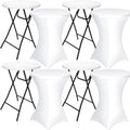 Wenqik 4 Pcs 32'' High Top Cocktail Table White Round Bar Height Folding Table with Removable Legs and 4 Pcs 32x43'' Cocktail Tablecover Spandex Stretch