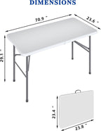 4FT Folding Tables – Heavy Duty Portable Foldable Picnic Table with Built-in Handle, 450 lb Capacity – Ideal for Events, Parties, Crafts, Camping & Dining (4-Pack, White)