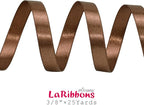 LaRibbons Brown Ribbon 3/8 Inch 25 Yards Luxury Double Faced Mocha Mousse Silk Ribbon for Flower Bouquet Crafts Gift Wrapping Wedding Party Decoration