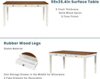 Merax Mid-Century 6-Piece Wood Dining Table Set with Drawer, 4 Upholstered Chairs and Bench, Butter Milk