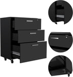 3 Drawers Storage Cabinet with Casters Lions Office, Black Wengue Finish