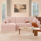 GOSUHI 113" L-Shaped Cloud Couch, Modular Sectional, Deep Seats, Pink | Pocket Spring Cushions, Oversized 3-Seater, Left Facing Chaise, Corduroy Upholstery Couches for Living Room