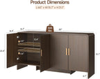 ONBRILL 60" Sideboard Buffet Cabinet with Storage, Curved Design Farmhouse Modern Coffee Bar Cabinet with 4 Doors & Adjustable Shelves for Living Room, Kitchen, Hallway, Walnut