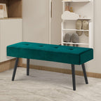 Entryway Bench - 40" Bench for Bedroom, Modern Ottoman End of Bed, Upholstered Bench with Metal Legs, Dining Bench for Living Room, Entryway, Dark Green Velvet