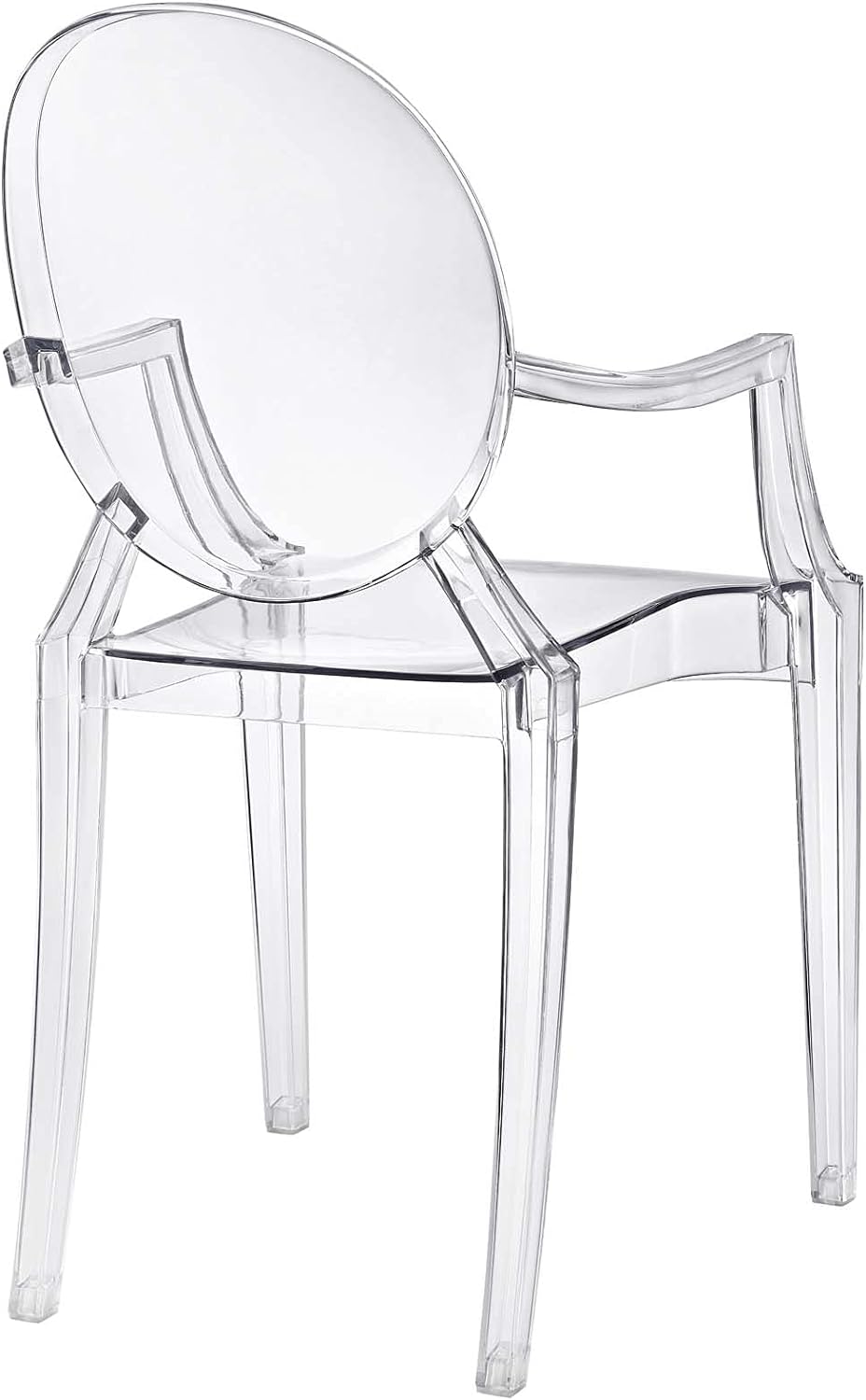Modway Casper Modern Acrylic Stacking Kitchen and Dining Room Arm Chair in Clear - Fully Assembled