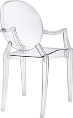 Modway Casper Modern Acrylic Stacking Kitchen and Dining Room Arm Chair in Clear - Fully Assembled