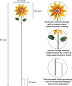 hogardeck Outdoor Wind Spinner, 61" Metal Sunflower Wind Spinner with Stake, 360° Rotating Windmill Yard Art, Kinetic Wind Sculptures for Home Lawn Backyard Patio Decor, Gifts for Garden Lovers