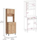 Della 60 Kitchen Pantry with Countertop, Closed & Open Storage -Light Oak