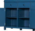 Merax 74.8'' Tall Kitchen Pantry Storage Cabinet with 6 Doors, 3 Drawers and Adjustable Shelves, Freestanding Large Cupboard & Pull-Out Trays for Kitchen, Dining Room, Living Room, Blue