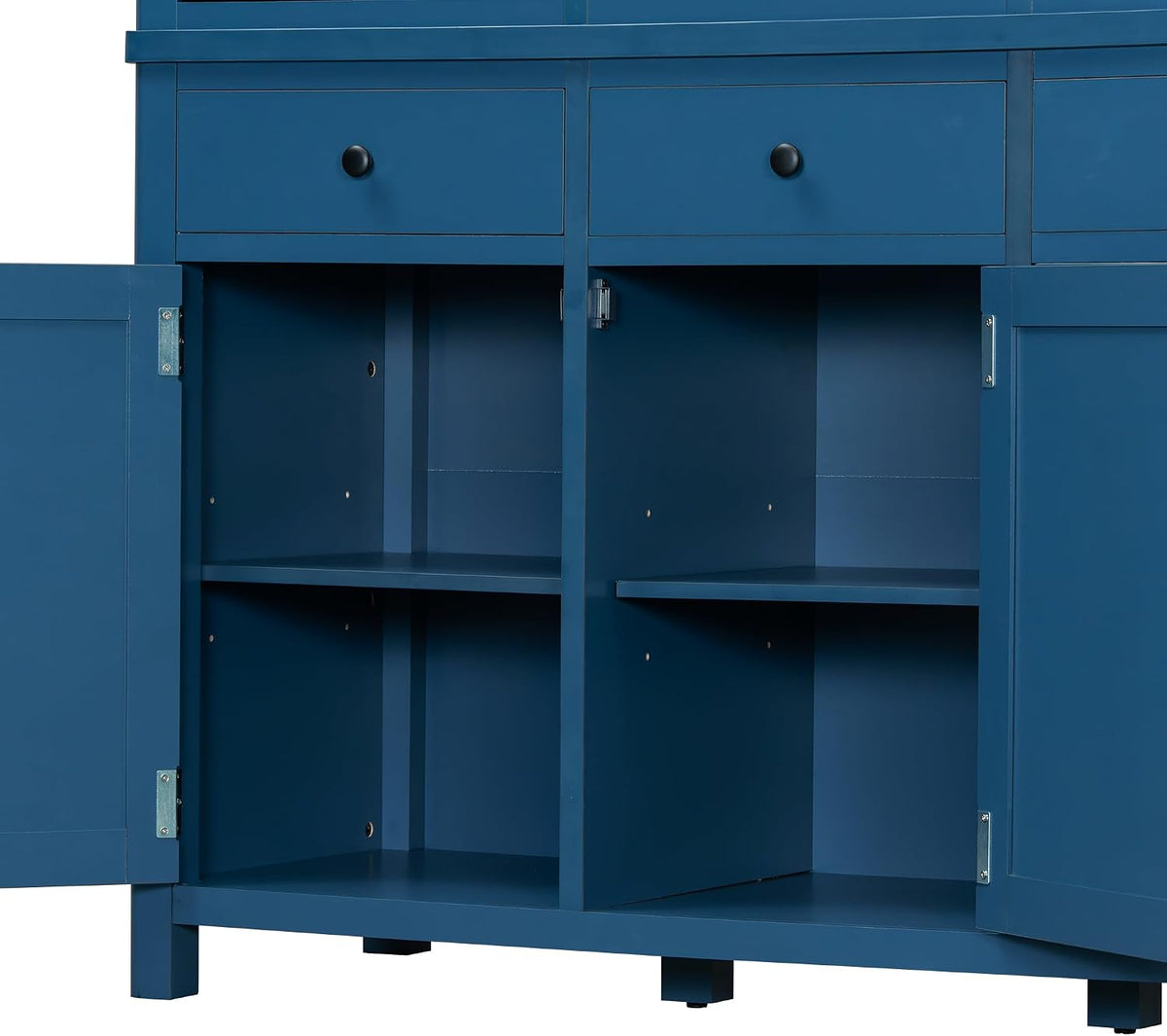 Merax 74.8'' Tall Kitchen Pantry Storage Cabinet with 6 Doors, 3 Drawers and Adjustable Shelves, Freestanding Large Cupboard & Pull-Out Trays for Kitchen, Dining Room, Living Room, Blue