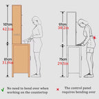 JKGHK Kitchen Pantry Cabinet Storage with Microwave Shelf, Kitchen Cabinet Storage with Acrylic Doors, Steel Buffet Cabinets with Pegboard, Coffee Bars with Adjustable Feet(Gray,31x72in)