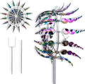 Wind Spinner，3D Patio and Garden Decor Outdoor Art Outside Decorations，Lawn Art Kinetic Windmill Craft Decorative Gift Women Mom Grandma Wife (Silver)