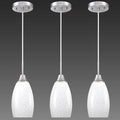 Mini Glass Pendant Light 4.72" with Handblown Milk White Marble Art Glass Hanging Light 3-Pack Oval Ceiling Hanging Light Fixture for Dining Room Kitchen Island Cafe Foyer Hallway