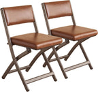 Folding Chairs with Cushion 2 Pack, High-Resilience Foam, Yellowish-brown | 450LBS Capacity, 2-Inch Thick Cushion, 4.7" Folded, Foldable Dining Chairs for Kitchen Dining Room Wedding Office Party